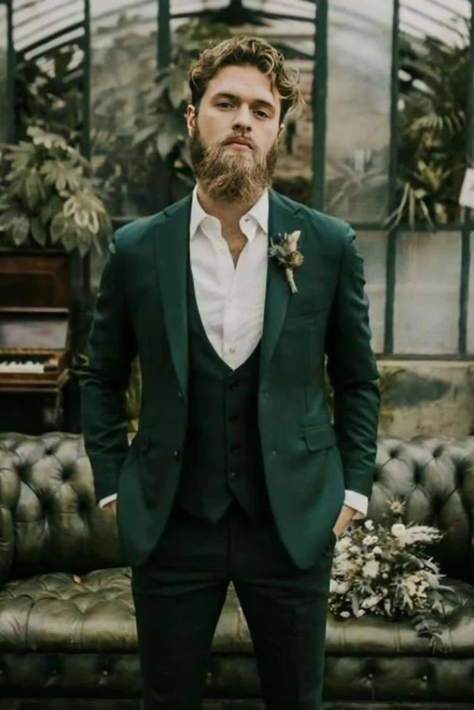 Male Suit Full Emerald Green Suits For Men Mens Clothing Slim Fit