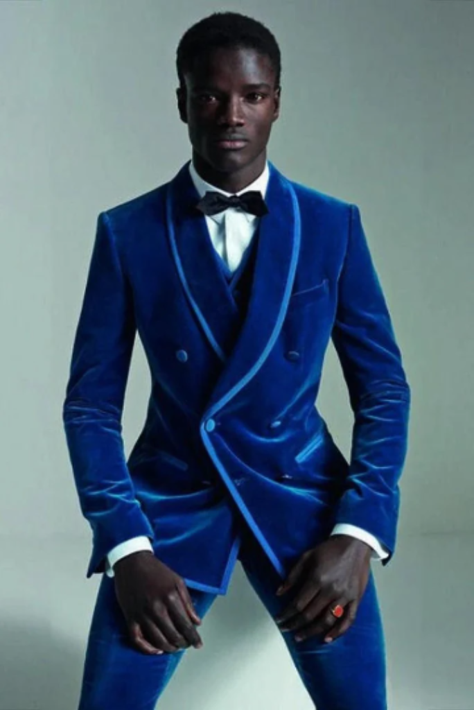 Men Velvet Blue Suit Three Piece Suit Winter Wear Suits Sainly– SAINLY