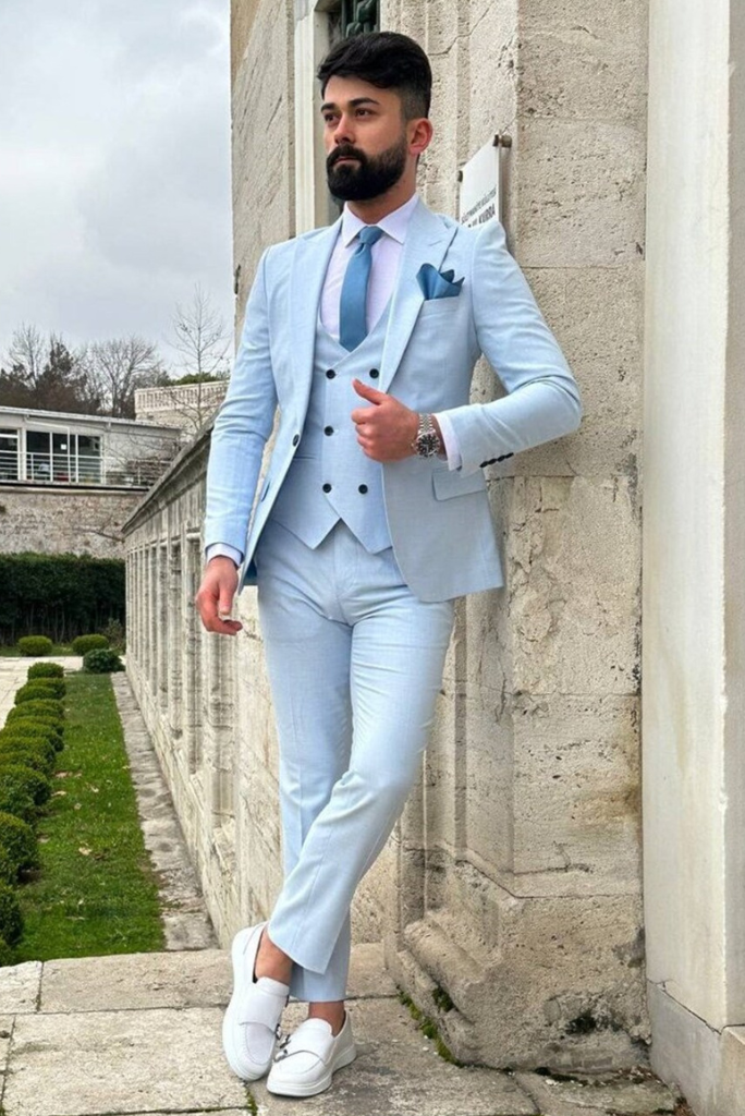 Mens Blue Casual Blazer Elegant Wedding Evening Party Dinner Formal Blazer  Coat