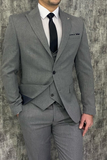 Men Grey Suit 3 Piece Slim Fit Wedding Suit One Button Suit Sainly