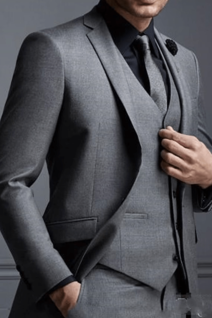 Men 3 Piece Slim Fit Suit | Grey Wedding Suit | Dinner Suits | Sainly