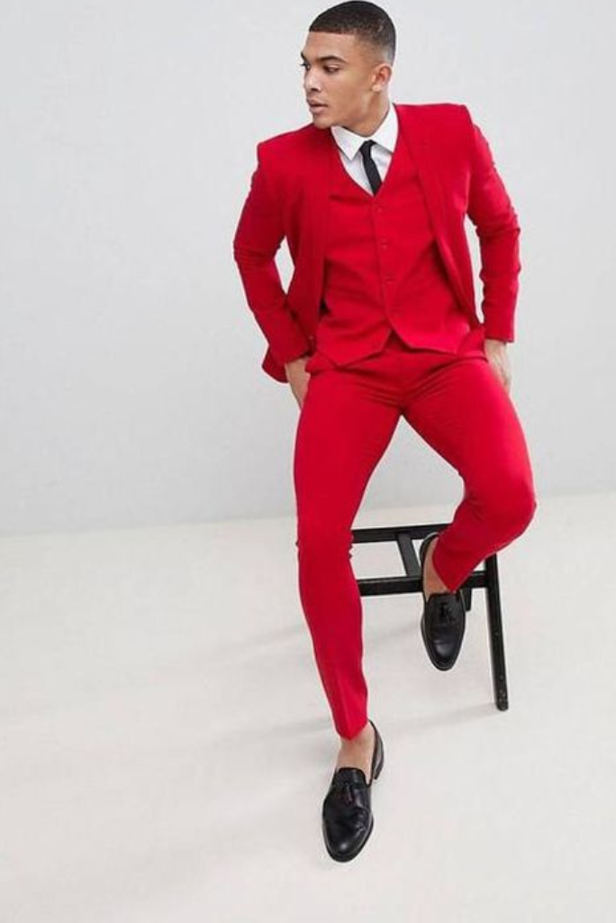Fashion slim fit pure cotton red wedding suit 2533 Mario Moyano