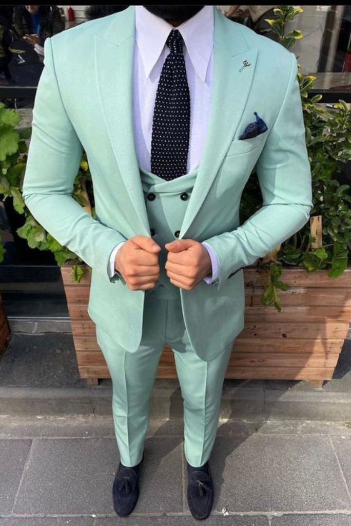 2022 Mint Green Boy's Formal Wear Suits For Boy (Jacket+Pants+Vest