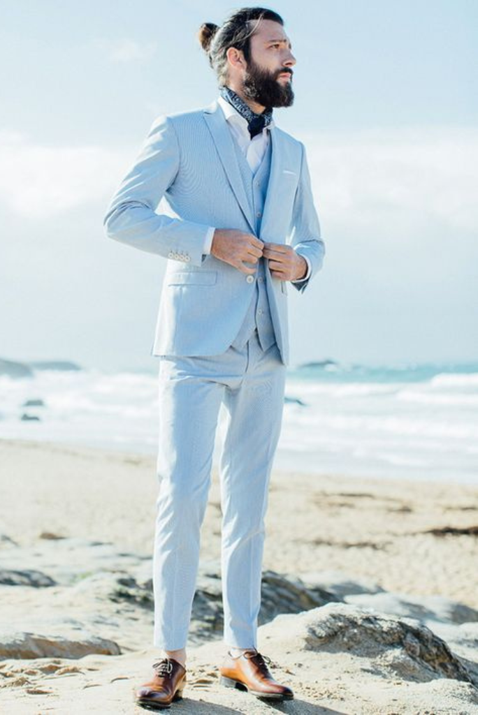 Men Three Piece Suit Sky Blue Wedding Suit Beach Dinner Suit Bespoke  Tailoring Gift For Him