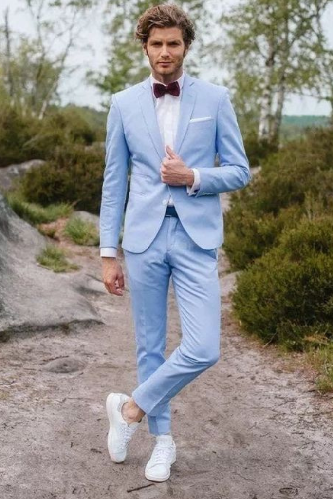 Men Three Piece Suit Sky Blue Wedding Suit Slim Fit Suit Sainly– SAINLY