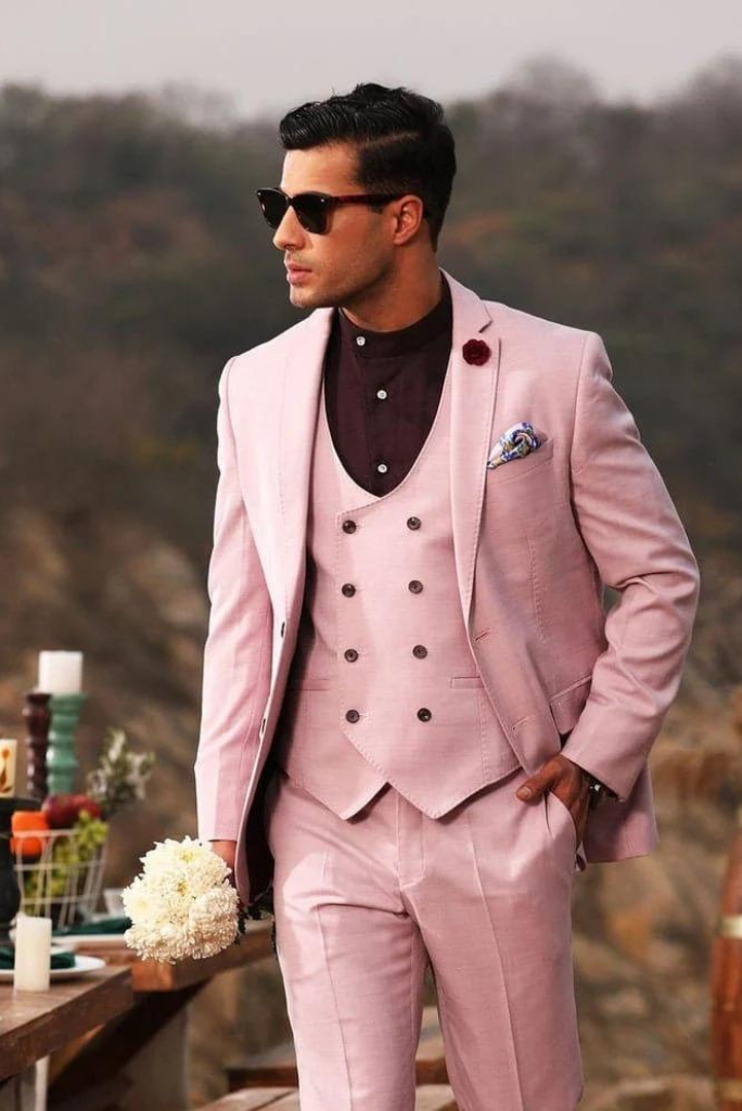Men Three Piece Suit Peach Beach Wedding Suit Formal Suit Dinner Suit Party  Suit Gift For Him