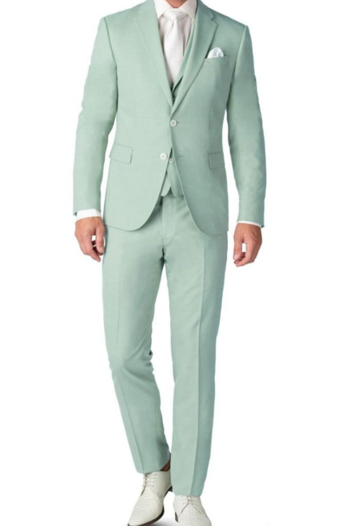 Men Three Piece Suit Sage Green Beach Wedding Suit Dinner Suit