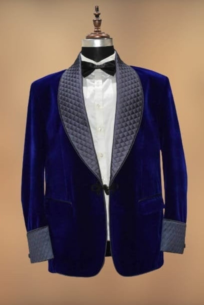 Mens Blue Velvet Jacket Smoking Jacket Wedding Party Wear Dinner Blazer Coat