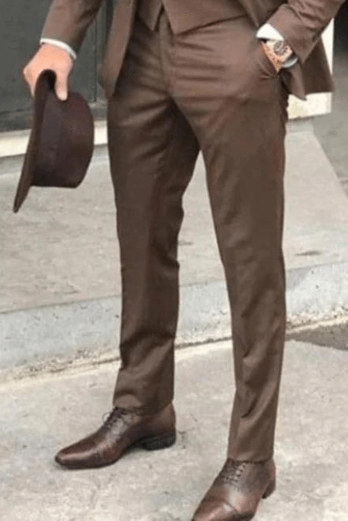 Buy Men's Dark Brown Stretch Formal Pants Online In India