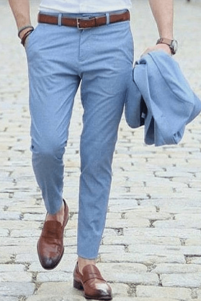 bright blue suit trousers