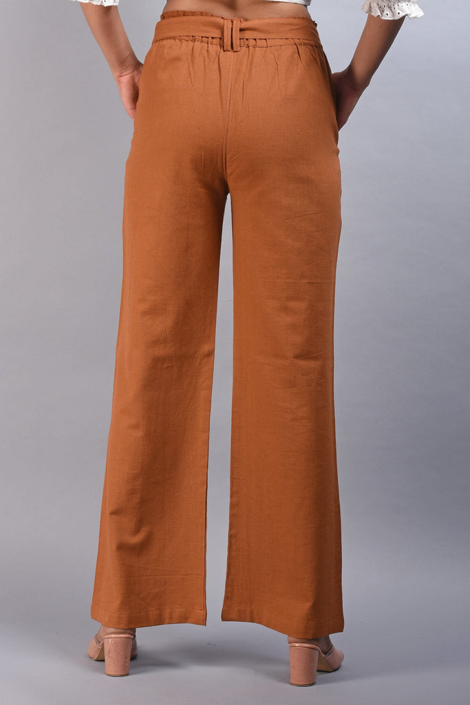 Women's Tight Waist Solid Cotton Linen Wide Leg Pants Loose Trousers Women  Yellow XXXL 