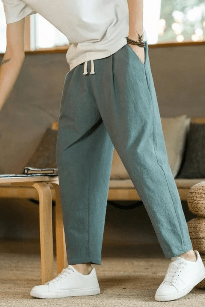 Percle Men's Casual Long Pants Linen Pants - Loose India