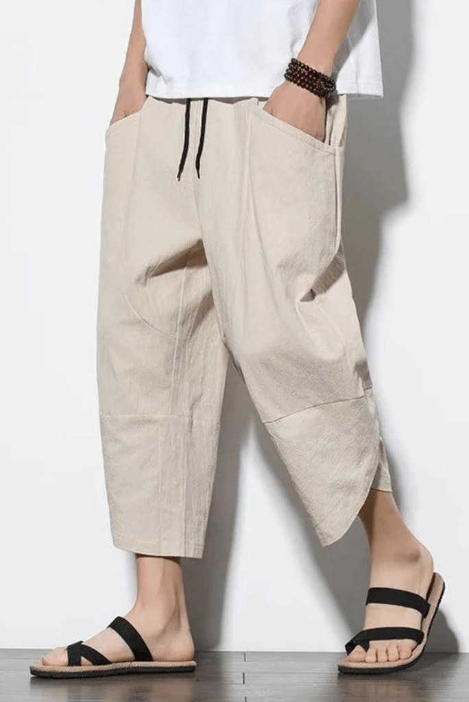 Men Cotton Linen Pant  Harem Short Pants  Casual Trousers  Sainly SAINLY