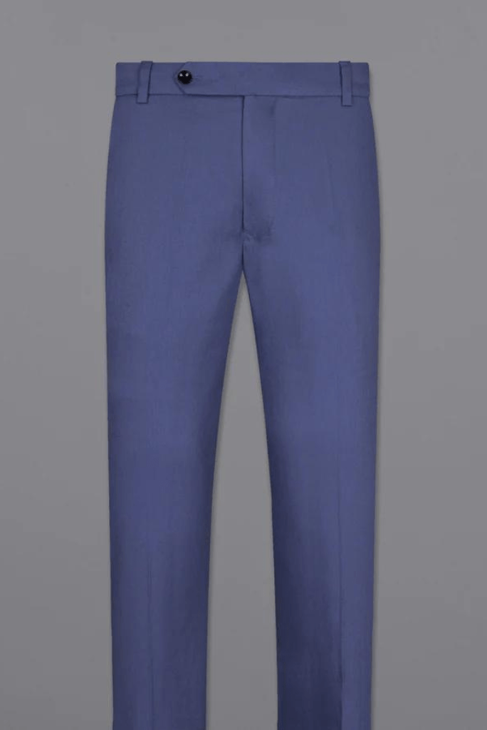 Men's Blue Premium Pants Male Casual Solid Color Comfortable Quality Pure  Color Trouser
