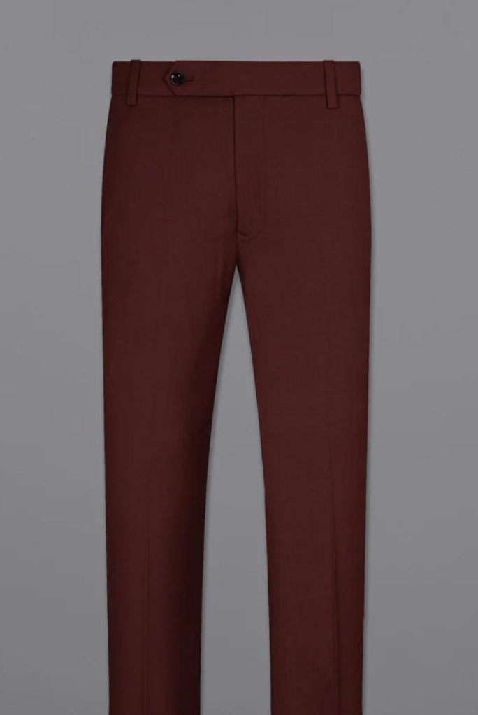 Buy LOUIS PHILIPPE Brown Textured Linen Slim Fit Men's Work Wear Trousers |  Shoppers Stop