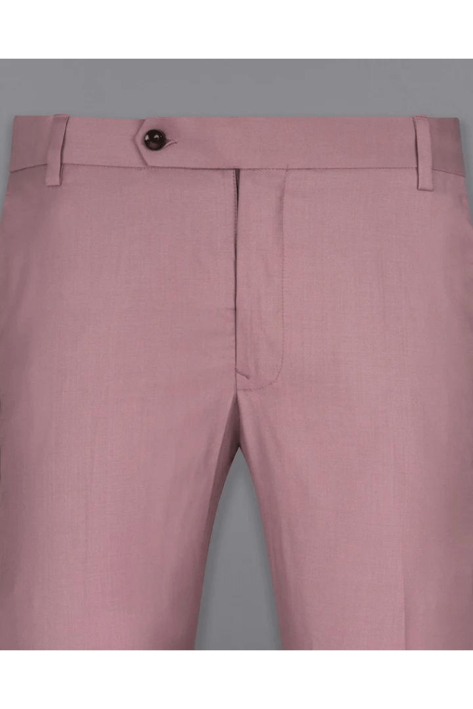 Men Opium Pink Pants, Casual Lines Pant, Comfortable Quality