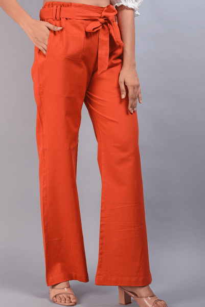 ERL check-print cotton wide-leg trousers - Orange