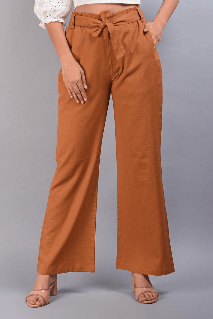 Women's High Waisted Plicated Zipper Side Pocket Split Hem Wide Leg Palazzo  Casual Cotton Pants - Halara
