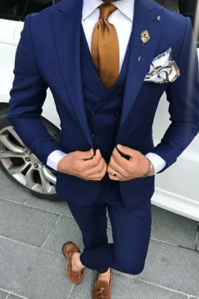 Buy Navy Blue Three-piece Suit for Men Formal Event Attire for