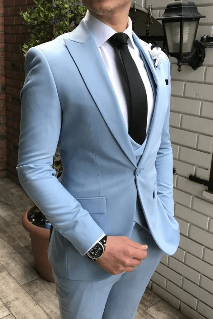 Men Black Suits Designer Grooms Elegant Wedding Dinner Party Suit