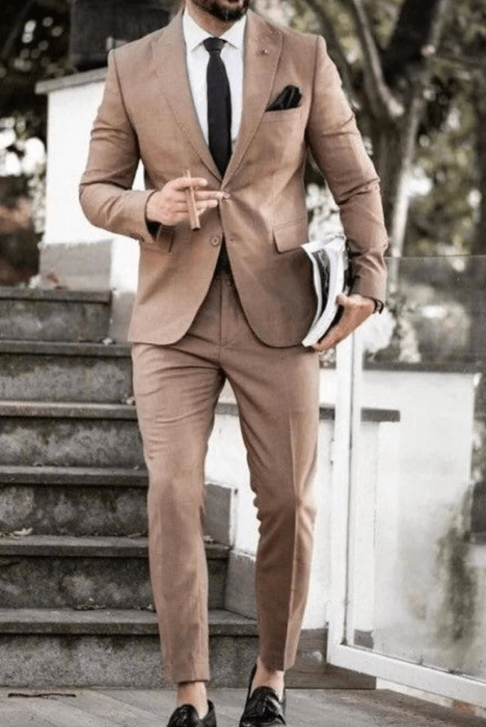 Men Brown Suits Designer Wedding Grooms Stylish Dinner Suits  (Jacket+Vest+Pants)