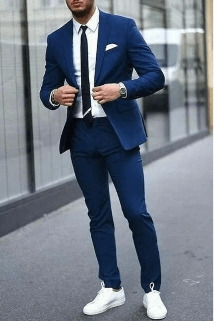 Men Blue Suits Stylish Two Button Designer Grooms Wedding Dinner Suit  Coat+Pants
