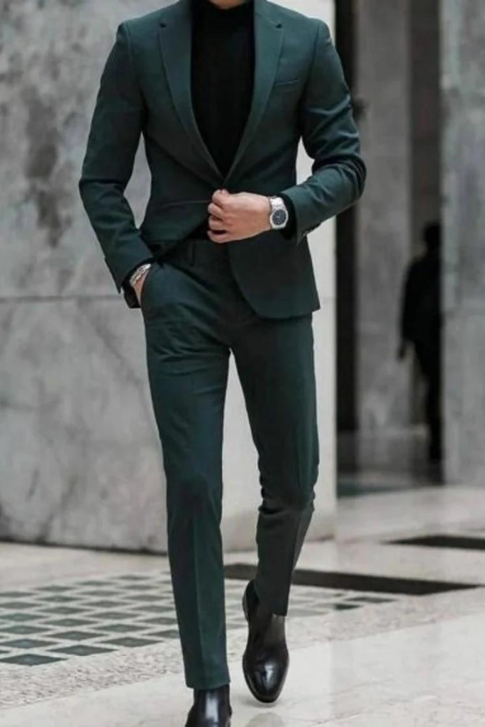 Men Green Suit 2 Piece, Party Wear Suit, Fashion Wear Suit